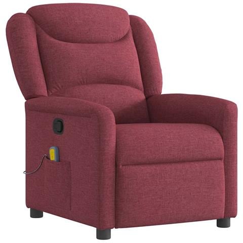 Poltrona Massaggiante Reclinabile Rosso Vino In Tessuto - Foto 2