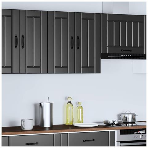 Pensile Da Cucina Lucca Nero In Legno Multistrato - Foto 3