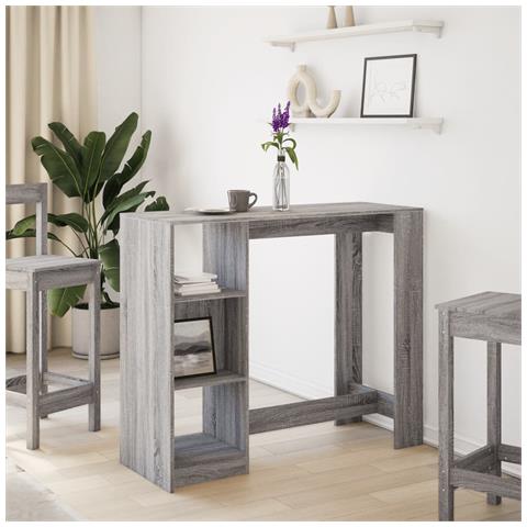 Tavolo Bar Con Ripiano Grigio Sonoma 124x46x103,5cm Multistrato - Foto 3