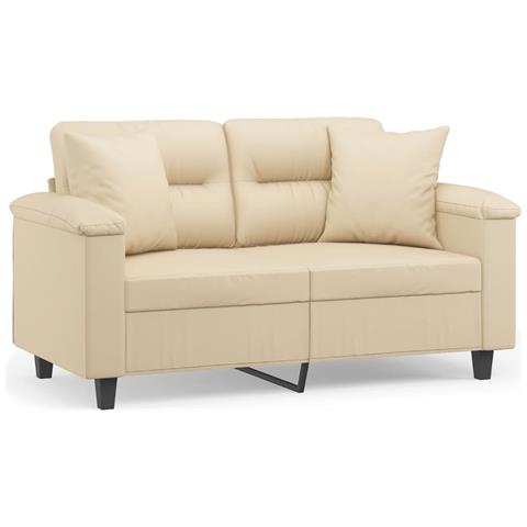 Lusso Casadino -  Divano A 2 Posti Con Cuscini Crema 120 Cm Tessuto Microfibra - Foto 1