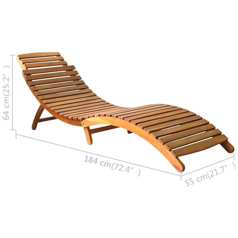 Lettino Prendisole In Legno Massello Di Acacia Marrone - Foto 5