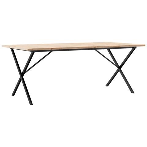 Tavolo Pranzo Telaio A X 200x100x75,5 Cm Legno Pino E Acciaio - Foto 1