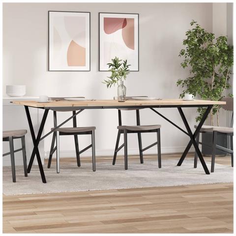 Tavolo Pranzo Telaio A X 200x100x75,5 Cm Legno Pino E Acciaio - Foto 8