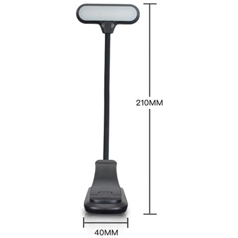 Lampada A Clip Per Libri: Luce Da Lettura Led Portatile Black - Foto 1