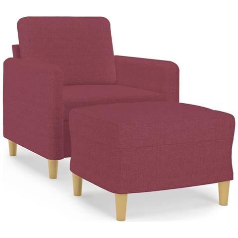 Poltrona con Poggiapiedi Rosso Vino 60 cm in Tessuto - Foto 1