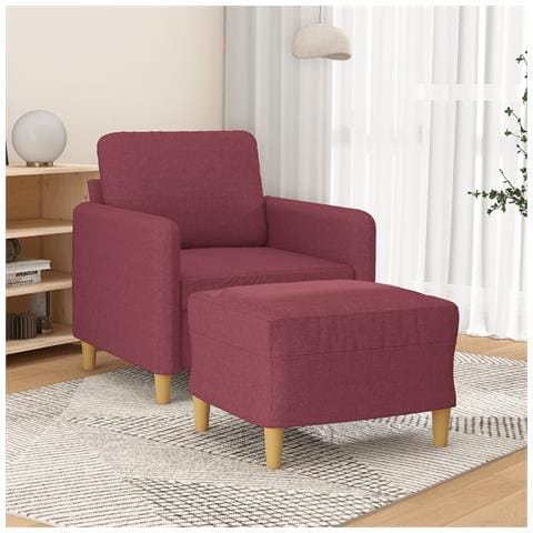 Poltrona con Poggiapiedi Rosso Vino 60 cm in Tessuto - Foto 2