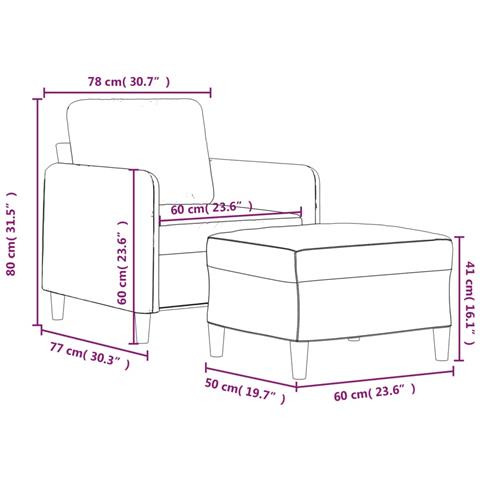 Poltrona con Poggiapiedi Rosso Vino 60 cm in Tessuto - Foto 7