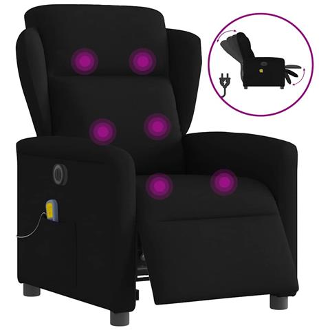 Poltrona Massaggiante Reclinabile Elettrica Nera in Tessuto - Foto 1