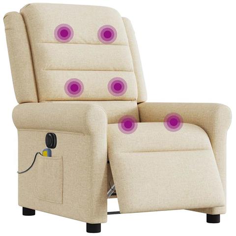 Poltrona Reclinabile Massaggiante Elettrica Crema in Tessuto - Foto 2