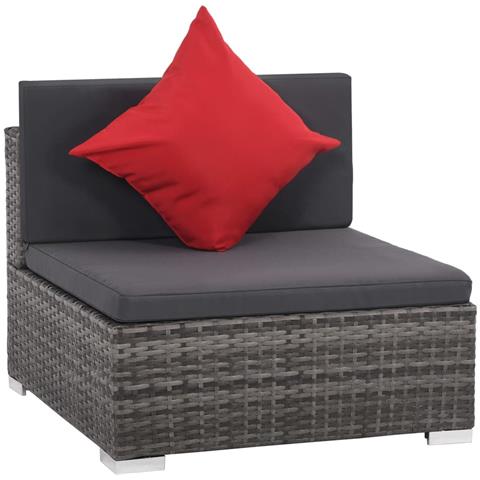 Set da Giardino 8 pz con Cuscini in Polyrattan Grigio - Foto 2