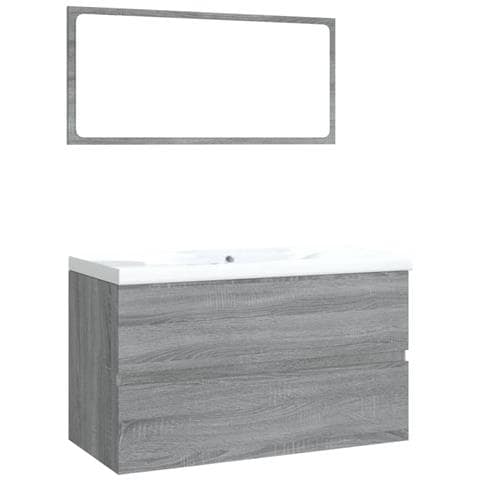 Set di Mobili da Bagno Grigio Sonoma in Legno Multistrato - Foto 1