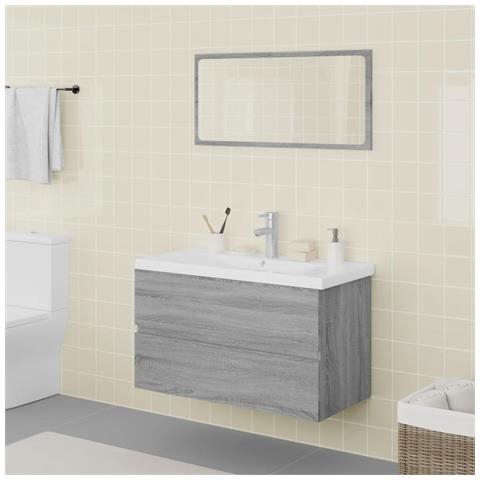 Set di Mobili da Bagno Grigio Sonoma in Legno Multistrato - Foto 2