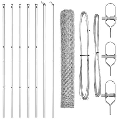 Recinzione Esagonale  1.2x10 m Acciaio Zincato, Pali di Recinzione  7 pcs Ø32 mm 170 cm Acciaio Zincato - Foto 1