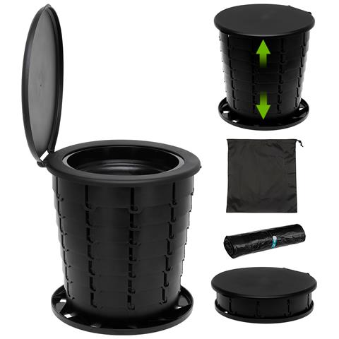 Wc1184 Wc Portatile Campeggio, Toilette Pieghevole Compatta 3 In 1 Per Camper, Auto Nero - Foto 1