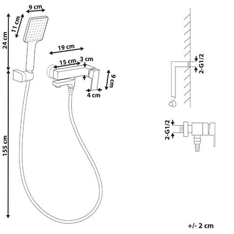 Rubinetto Miscelatore Da Parete Per Vasca E Doccia Balneario Argento - Foto 7