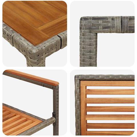 Set da Pranzo per Giardino 9 pcs Grigio e Marrone - Foto 9