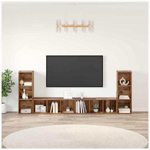 Set mobile TV 4 pz Legno vecchio Legno ingegnerizzato - Foto 2