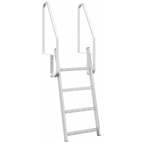 Scala da molo 4 gradini Argento 58 x 77 x 166 cm Alluminio - Foto 1