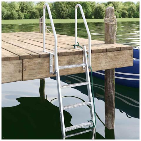 Scala da molo 4 gradini Argento 58 x 77 x 166 cm Alluminio - Foto 2