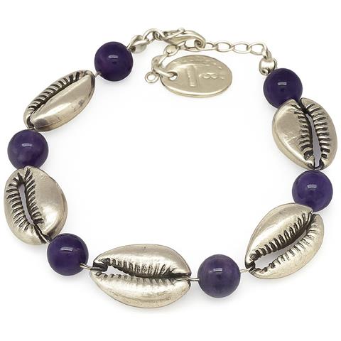 Bracciale In Ametista E Conchiglia D'argento 10µ - Foto 1