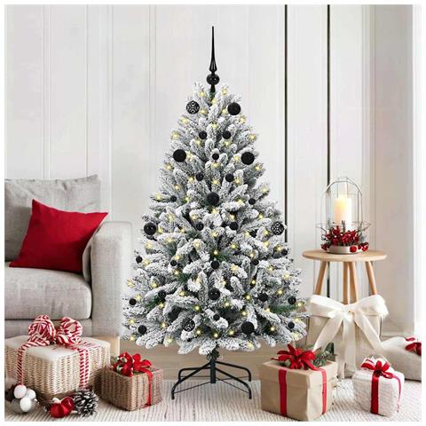 Albero di Natale artificiale con 150 LED Verde e Bianco 150 cm - Foto 2