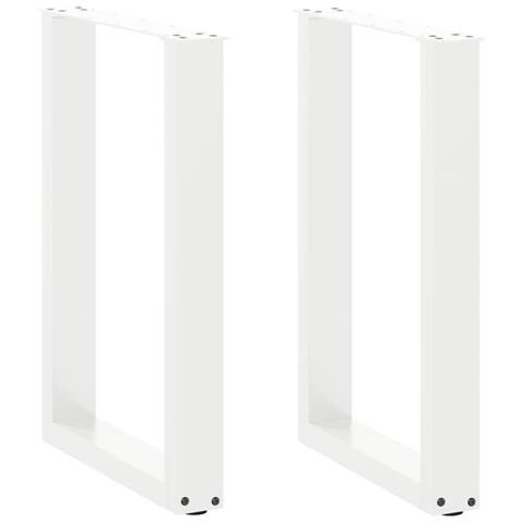 Gambe per tavolo da pranzo a forma di U 2 pz bianche 50x(72-73) cm in acciaio - Foto 1