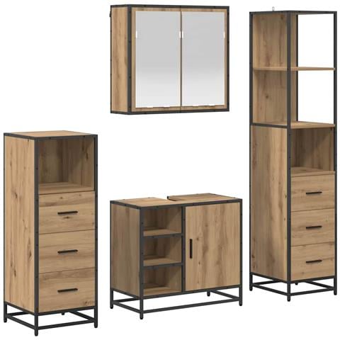 Set di mobili per il bagno con porta 4 pcs Rovere artigianale - Foto 1