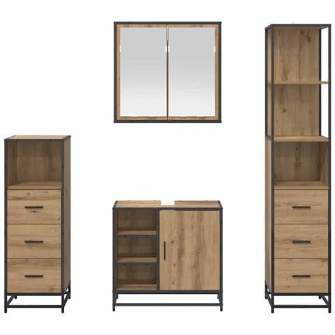 Set di mobili per il bagno con porta 4 pcs Rovere artigianale - Foto 9