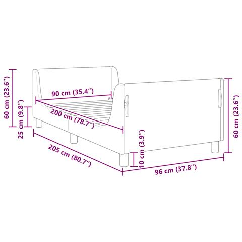 Struttura letto bambini con testata Viola 90 x 200 cm Velluto - Foto 9
