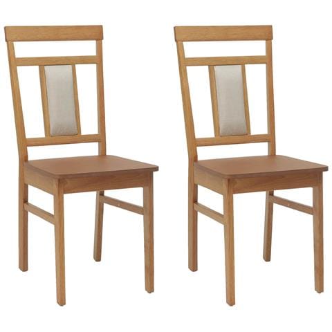 Sedia da pranzo 2 pcs Naturale Legno di gomma solido - Foto 1