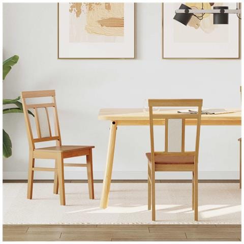 Sedia da pranzo 2 pcs Naturale Legno di gomma solido - Foto 2