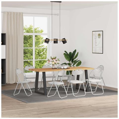 Sedia pieghevole 8 pcs Bianco e Grigio 48 x 43,5 x 81 cm - Foto 2