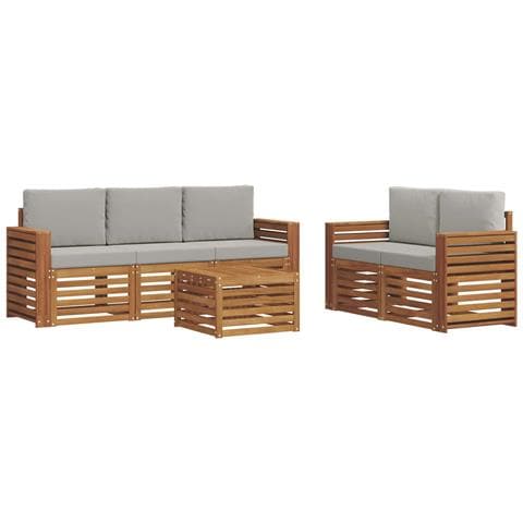Set divani con cuscino 6 pcs Grigio Naturale e Chiaro - Foto 1