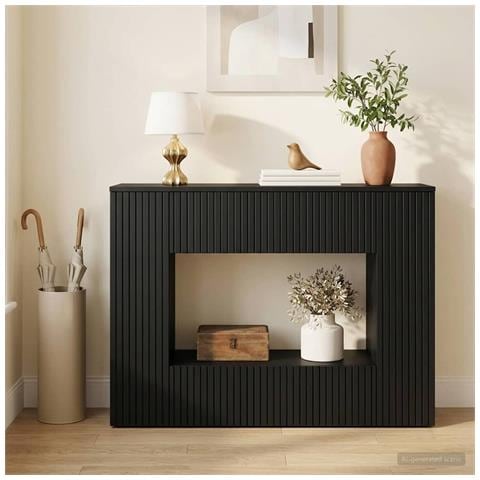 Tavolo consolle Nero 101 x 29 x 74 cm Legno ingegnerizzato - Foto 2