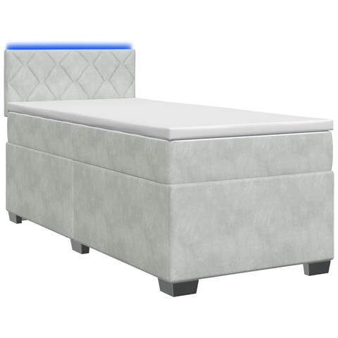 Letto con Box Spring, Materasso e LED Grigio Chiaro Singolo - Foto 1
