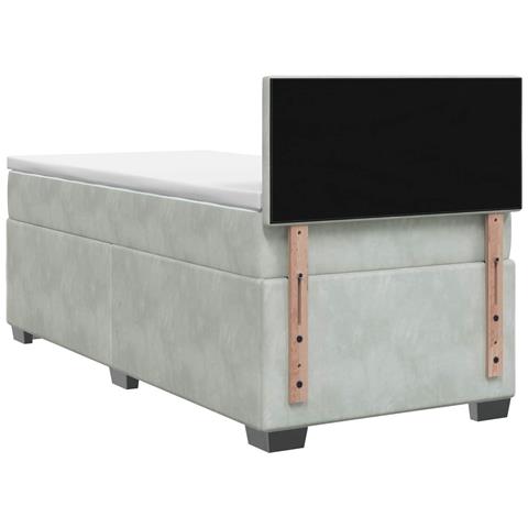 Letto con Box Spring, Materasso e LED Grigio Chiaro Singolo - Foto 9