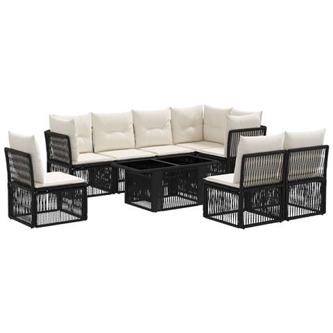 Set Divano da Giardino 9 pz Nero polyrattan - Foto 1