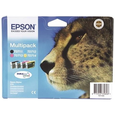 Ghepardo T0715 Multipack Cartuccia Ink Originale Nero / Ciano / Magenta / Giallo per Stylus D120 / Stylus Office B40W / Stylus S21  - Foto 1