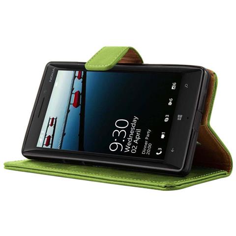 Custodia Compatibile Con Nokia Lumia 929 / 930 In Verde Erbe - Coperchio Protettiva Con Chiusura Magnetica, Funzione Stand E Tasca Per Le Carte - Foto 8