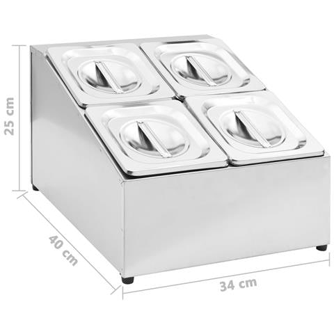 Supporto Gastronorm Con 4 Contenitori Gn 1/6 In Acciaio Inox - Foto 2