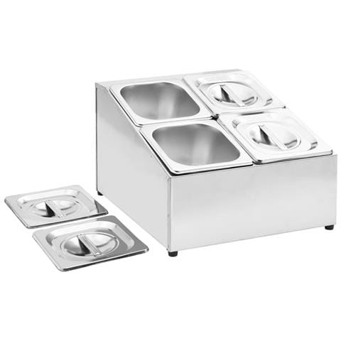 Supporto Gastronorm Con 4 Contenitori Gn 1/6 In Acciaio Inox - Foto 9
