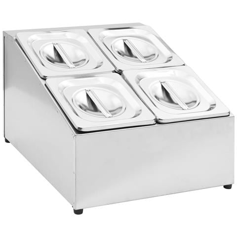 Supporto Gastronorm Con 4 Contenitori Gn 1/6 In Acciaio Inox - Foto 1