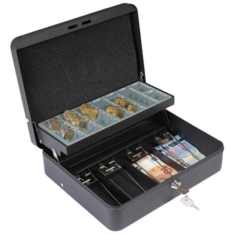 Cashier Clip C9244-eur Cassetta Di Sicurezza Con Chiave Per Trasportare Denaro | Cassetta Portavalori In Acciaio Con Vassoio Portamonete E Fermasoldi Banconote | Cassaforte Portatile | Nero - Foto 1