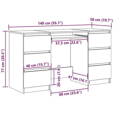 Scrivania Rovere Fumo 140x50x77 cm in Legno Multistrato - Foto 2