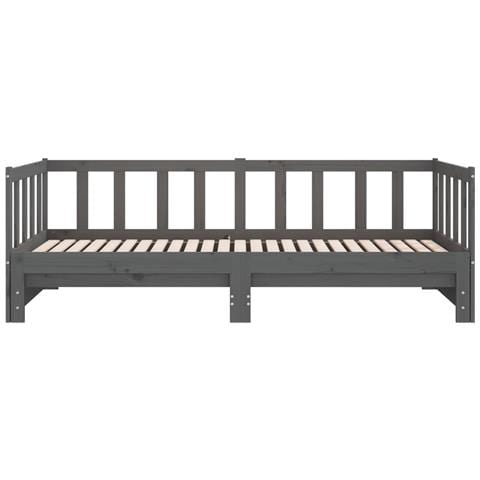 Dormeuse Estraibile Grigia 2x (90x190) Cm Legno Massello Di Pino - Foto 2