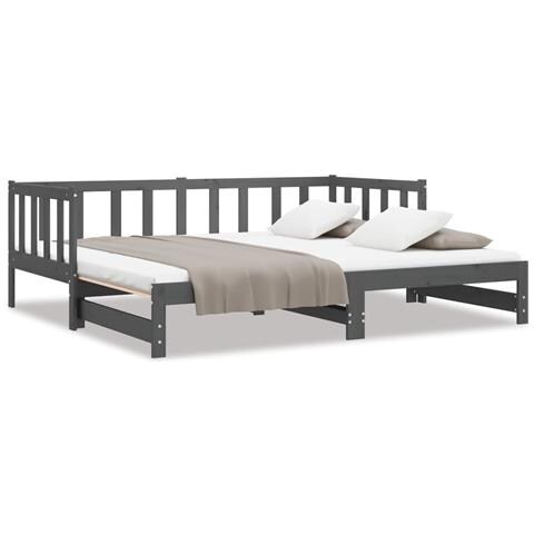 Dormeuse Estraibile Grigia 2x (90x190) Cm Legno Massello Di Pino - Foto 1