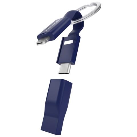 Cavo Portachiavi Lightning Usb A/micro Usb Usb C 5 In 1, Blu - Foto 1
