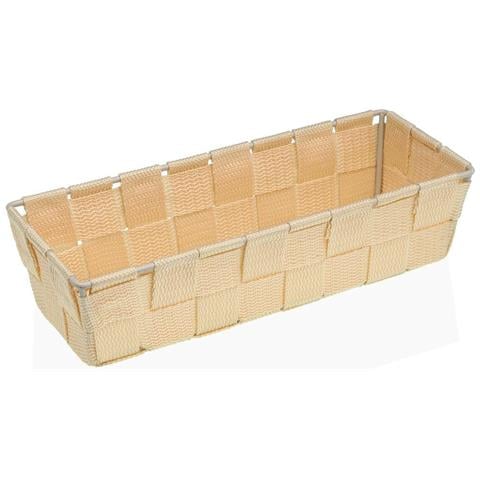 Cestino Beige Tessile 10 X 6 X 25 Cm - Foto 1