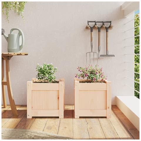 Fioriere Da Giardino 2 Pz In Legno Massello Di Pino - Foto 3