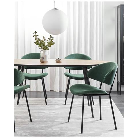 Set Di 2 Sedie Tessuto Verde Kiana - Foto 1